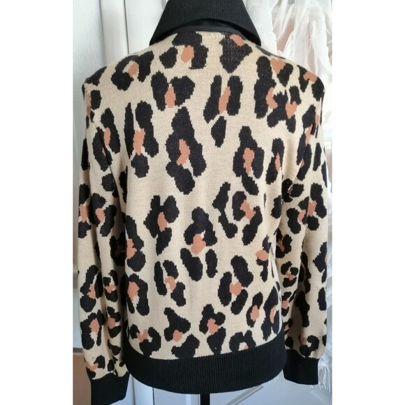 St. John Knit Zip Cardigan Sweater Jacket Leopard Women Size S - Picture 2 of 4